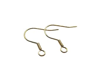 50pcs 18K Gold Plated 304 Stainless Steel Earring Hooks - Earring Wires for Jewelry Making - Hypoallergenic Findings 21 Gauge