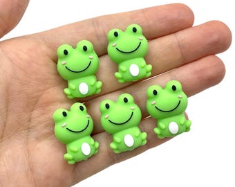 5pcs 3D Frog Silicone Beads - Focal Beads for Beadable Pens or Key Chains - Cute Animal Charms