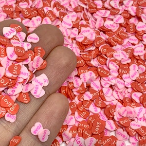 Love Heart Fimo Slices - Polymer Clay Embellishments for Slime, Decoden, or Resin Inclusions - Valentines Day