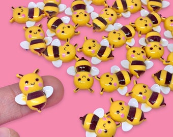 10pcs Kawaii Bee Cabochons - Resin Flatbacks for Decoden or Slime Charms