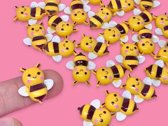 10pcs Kawaii Bee Cabochons - Resin Flatbacks for Decoden or Slime Charms