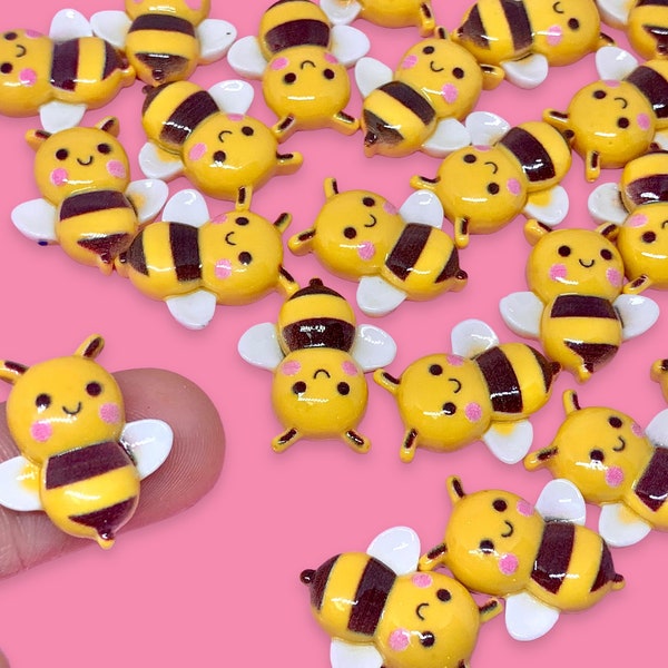 10pcs Kawaii Bee Cabochons - Resin Flatbacks for Decoden or Slime Charms