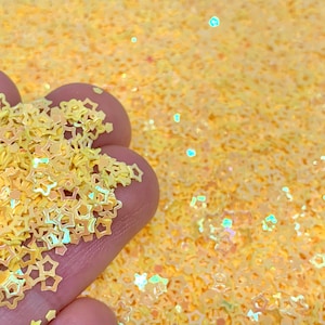 Yellow Star Glitter - 5g to 50g Sparkles - Stars Sequins - Holographic Confetti
