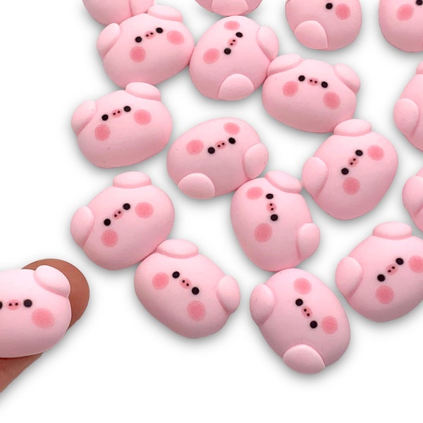 10pcs Kawaii Pig Cabochons - Resin Flatbacks for Decoden or Slime Charms