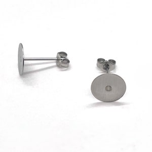 25 Pairs 304 Stainless Steel 8mm Flat Pad Studs for Making Earrings - Silver Tone Hypoallergenic Jewelry Findings - Earring Posts
