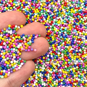Fake Rainbow Nonpareils - Round Glass Candy Sprinkles for Slime, Decoden, Resin, or Fake Bakes - Cute Craft Supplies