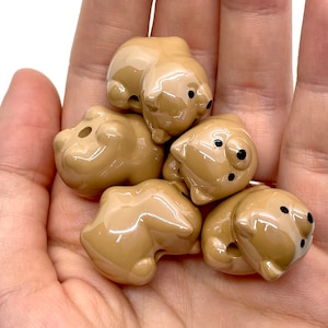 5pcs Pomeranian Beads - Cute Acrylic Dog Jewelry Charms - 3D Plastic Puppy Beads for Pens or Key Chains