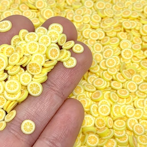 Lemon Clay Slices - Mini Fimo Lemons Embellishments for Slime, Decoden, or Resin Inclusions - Polymer clay fruit craft supplies