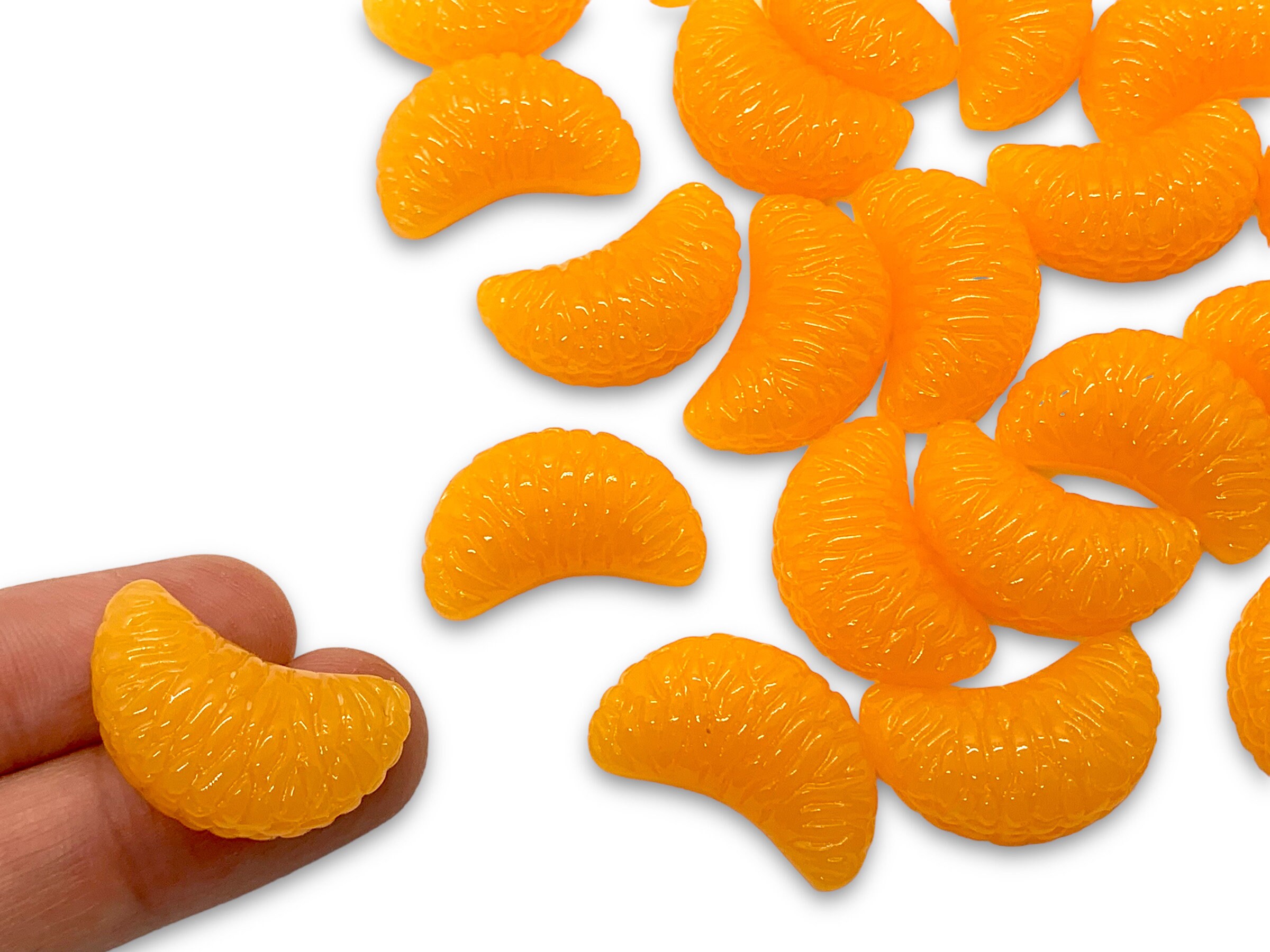 Orange Slice Charms | Faux Food Pendant | Resin Fruit Cabochon | Kawaii  Chunky Jewellery Supplies (2pcs / 27mm x 32mm / Flat Back)
