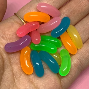 10pcs Fake Jelly Beans - Candy Cabochons for Slime - Cute Resin Faux Sweets - Fake Food for Fake Bakes - Decoden Craft Supplies