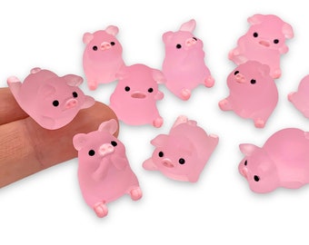 10pcs Pig Miniatures - Resin Cabochons for Slime or Decoden - Mini Fairy Garden Animals - Slime Charms