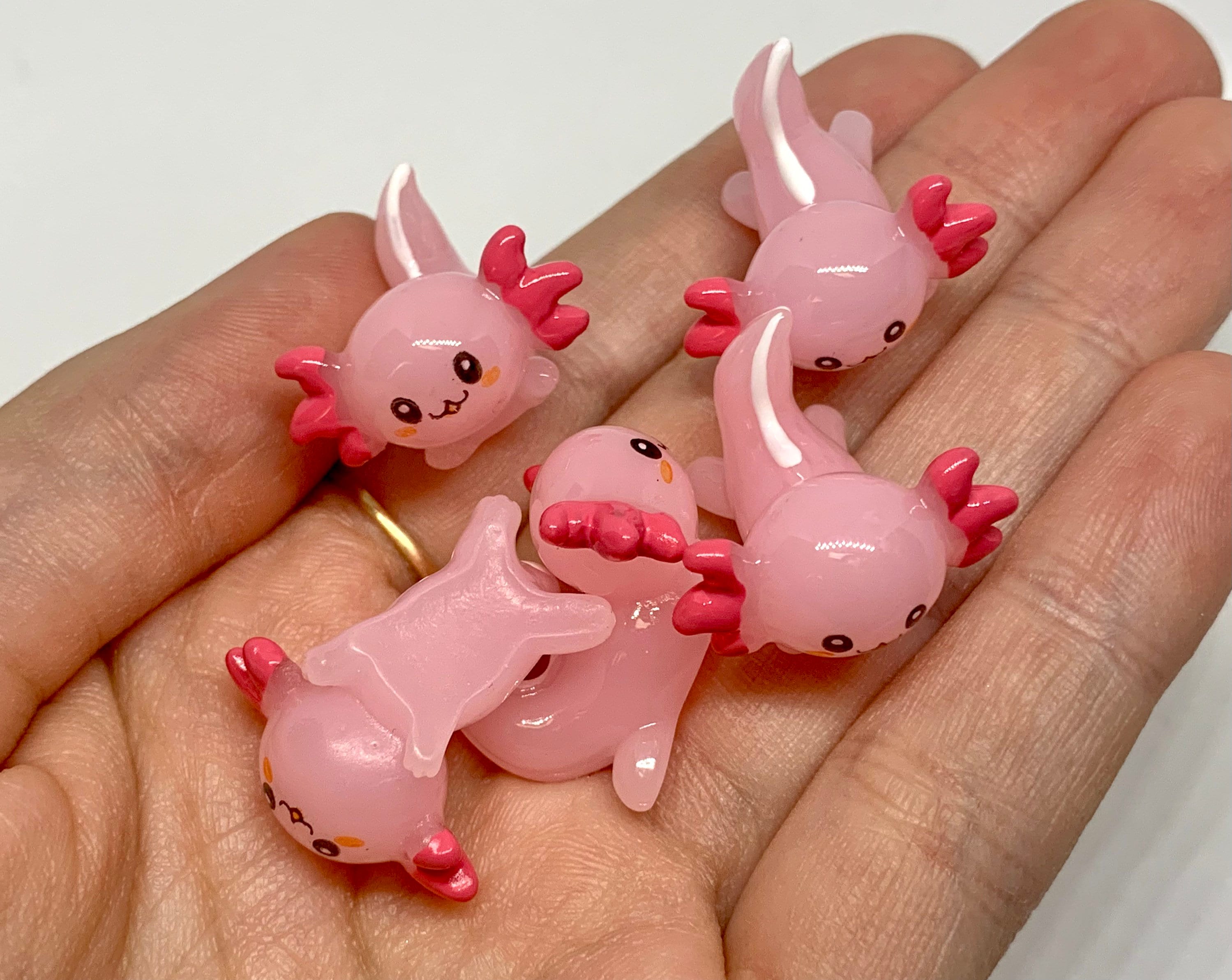 32pcs Glow In Dark Axolotl Figurines - Mini Resin Animals For DIY Crafts & Plant Decor