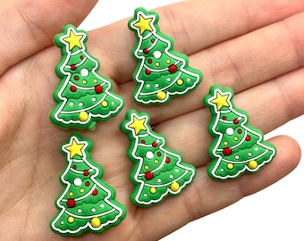 5pcs Christmas Tree Silicone Beads - Focal Beads for Beadable Pens or Key Chains - Holiday Charms