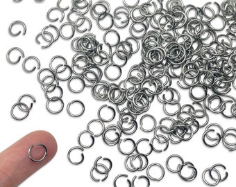 300pcs 8mm Open Stainless Steel Jump Rings - Silver Tone - Hypoallergenic 304 Stainless Steel Findings 18 Gauge