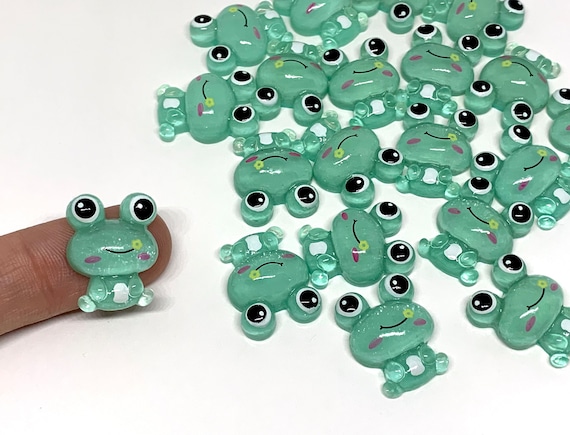 Frog Flatback Mini Charms Glitter Cabochons Frogs Kawaii Decoden