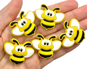 5pcs Bee Silicone Beads - Focal Beads for Beadable Pens or Key Chains - Bug Charms