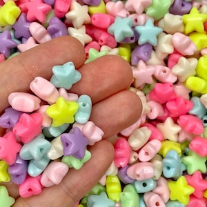 100pcs 10mm Acrylic Star Beads - Pastel Plastic Kawaii Jewelry Supplies