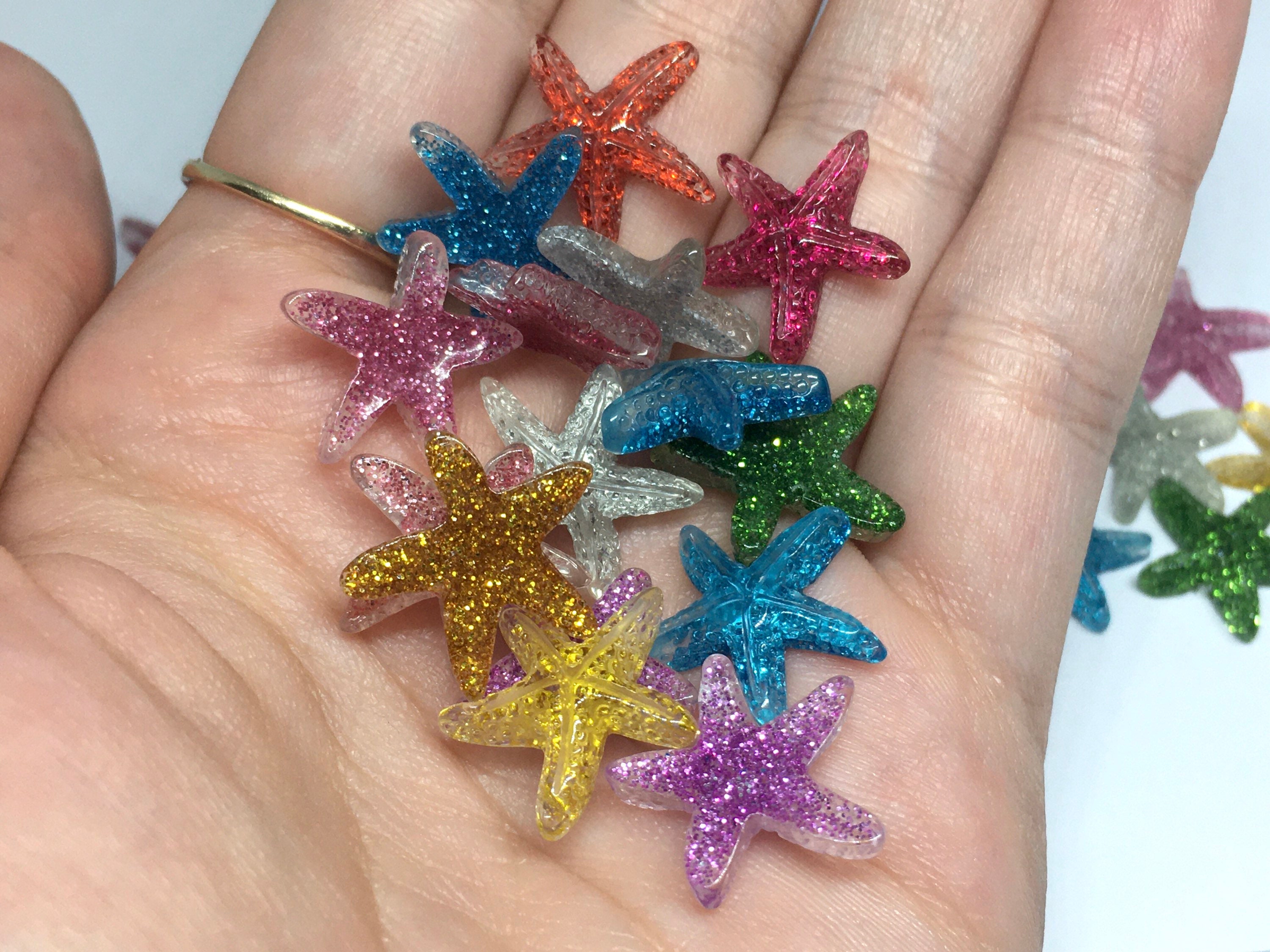 10 Cabochons étoiles De Mer Scintillantes - Lot De 10 Breloques à Dos Plat Pour Slime - Joli Cabochon En Résine - Fournitures Créatives - Multicolore - France