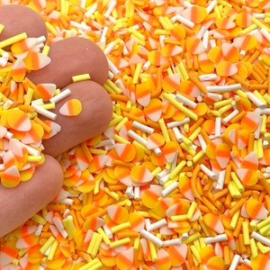 Candy Corn Fake Sprinkle Mix - Halloween Polymer Clay Confetti - Fall / Autumn Slime, Decoden, or Resin Supplies