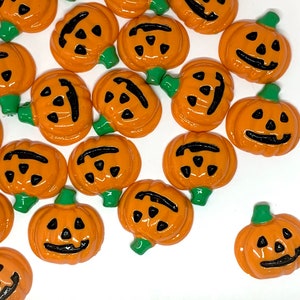 10pcs Jack O Lantern Cabochons - Halloween Pumpkin Resin Flatback Charms for Slime or Decoden - Kawaii Craft Supplies