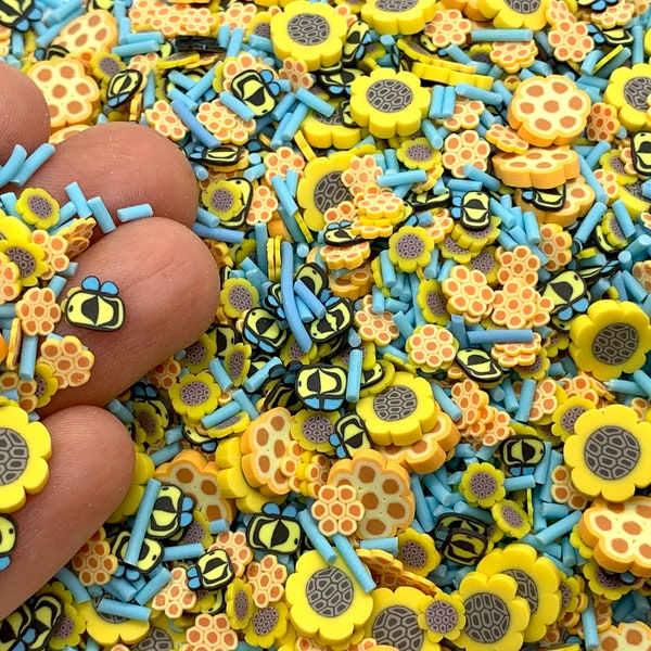 Honey Bee Fake Sprinkles Mix - Polymer Clay Confetti for Slime, Fake Bakes, Decoden, Resin - Faux Jimmies