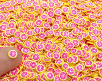 Grapefruit Fimo Slices - Mini Clay Fruit Embellishments for Slime, Nails, or Resin Inclusions - Polymer clay craft supplies