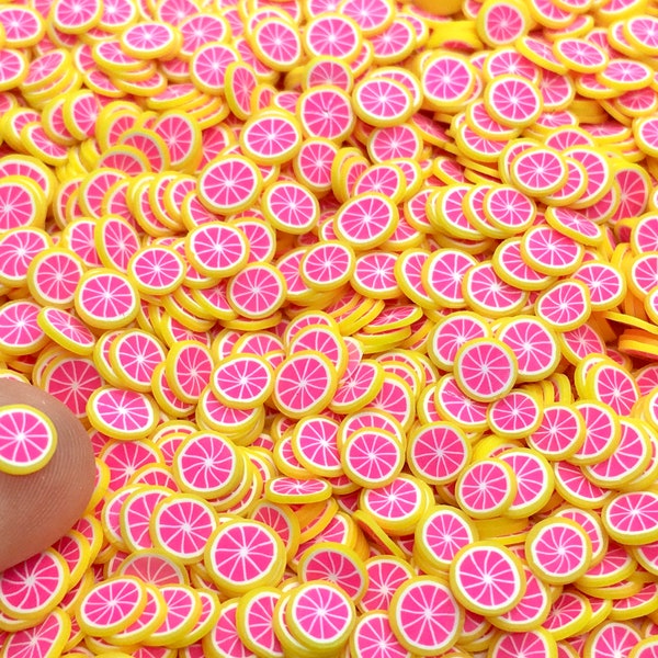 Grapefruit Fimo Slices - Mini Clay Fruit Embellishments for Slime, Nails, or Resin Inclusions - Polymer clay craft supplies
