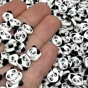 Large Panda Fimo Slices - 10mm Bear Polymer Clay Embellishments for Slime or Resin Inclusions - Cute Animal craft supplies