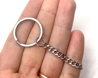 10pcs Blank Stainless Steel Key Chains for Crafting - Jewelry Findings - DIY Supplies