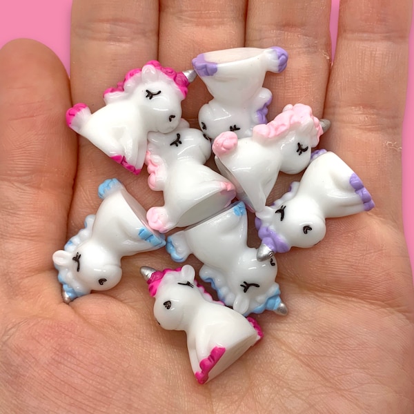 5pcs Unicorn Miniatures - Resin Cabochons for Slime or Decoden - Mini Fairy Garden Animals - Kawaii Slime Charms