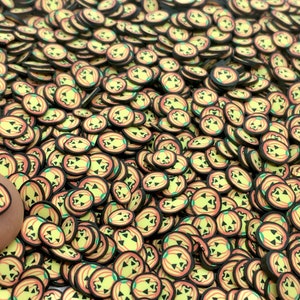 Jack O Lantern Fimo Slices - Carved Pumpkin Polymer Clay Slices - Fake Halloween Sprinkles - Cute Craft Supplies - Resin Inclusions