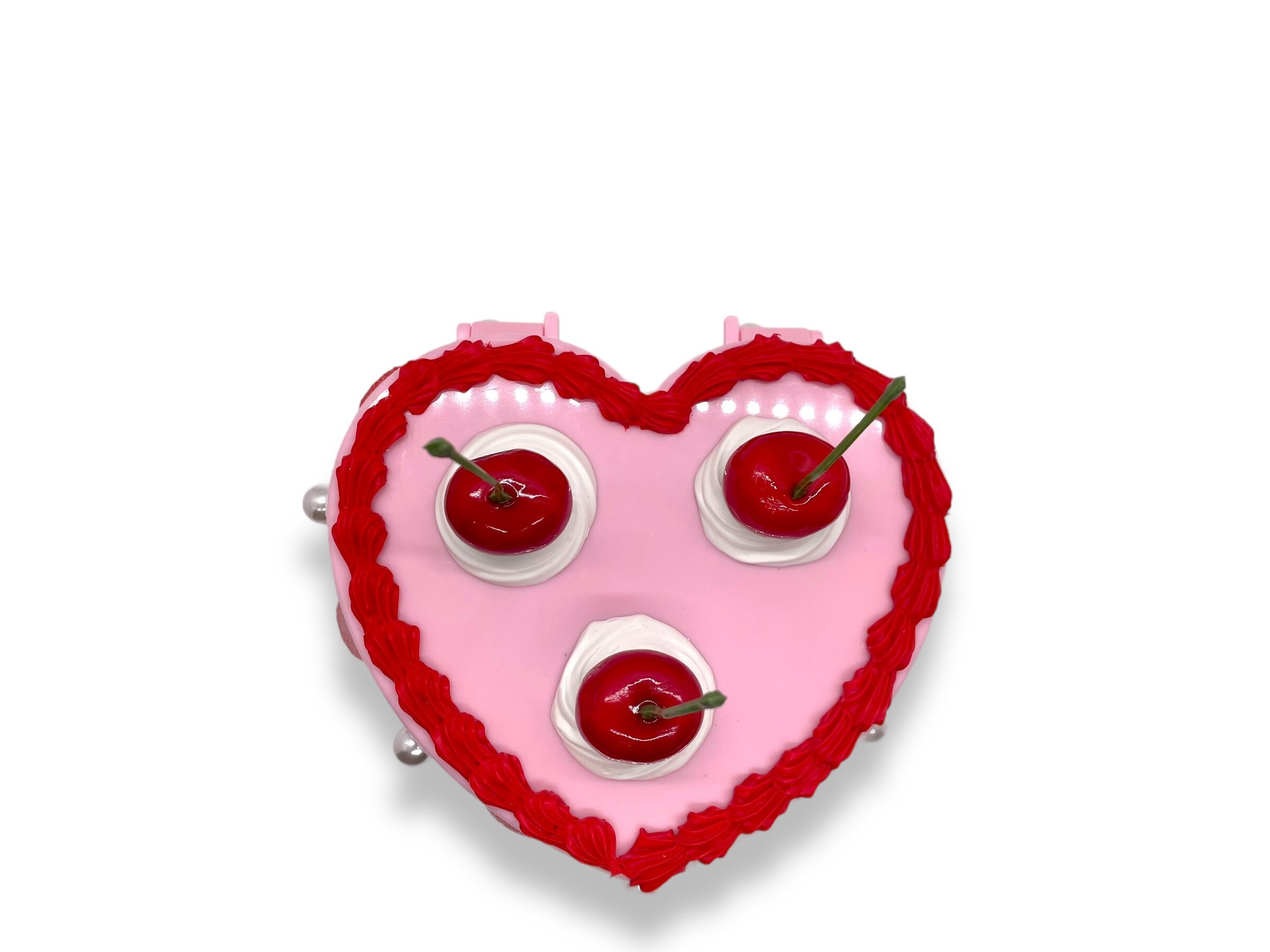 Pink Heart Cake Box - Decoden Plastic Jewelry / Trinket Storage
