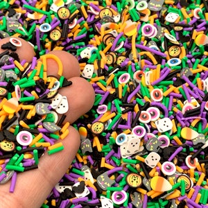 Halloween Confetti Mix - Clay Fake Sprinkles for Slime, Resin, or Decoden  - Fimo Slices - Polymer Cute Craft Supplies - Shaker Filler
