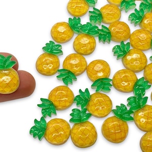 10pcs Pineapple Cabochons - Sparkly Resin Flatback Charms for Slime - Fruit Craft Supplies