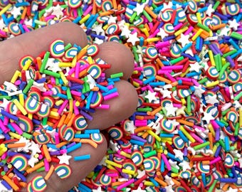 Rainbow Fake Sprinkles Mix - Clay Sprinkles for Slime or Resin Inclusions - Fimo Polymer Faux Sprinkle Slice Mix