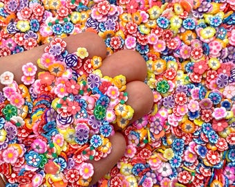 Colorful Flower Fimo Slices - Polymer Clay Confetti for Slime or Resin Inclusions - Decoden Supplies