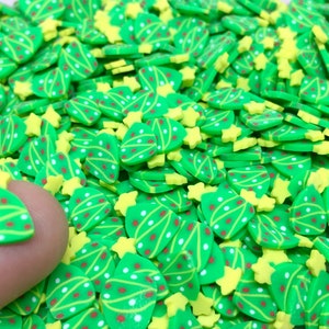 Large Christmas Tree Fimo Slices - Fake Christmas Sprinkles - Holiday Slime Supply - Cute Craft Supplies - Resin Inclusions