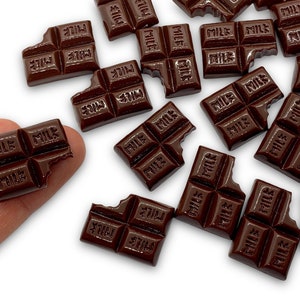 10pcs Large Chocolate Bar Cabochons - Sweet Resin Flatbacks - Candy Slime or Decoden Charms - Miniature Foods