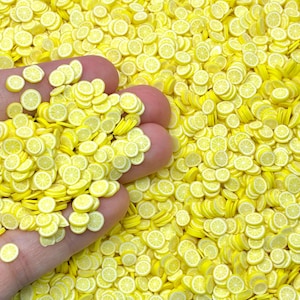 Lemon Clay Slices - Mini Fimo Lemons Embellishments for Slime, Decoden, or Resin Inclusions - Polymer clay fruit craft supplies
