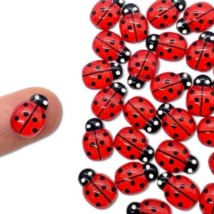 20pcs Flatback Ladybug Charms - Cute Resin Cabochons for Slime or Scrapbooking - Kawaii Craft Supplies
