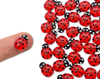 20pcs Flatback Ladybug Charms - Cute Resin Cabochons for Slime or Scrapbooking - Kawaii Craft Supplies