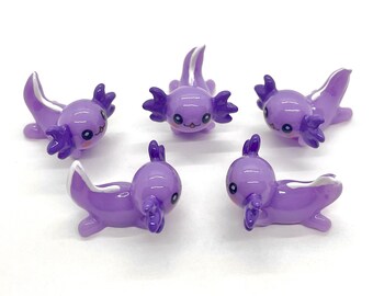 10pcs Purple Axolotl Miniatures - Resin Cabochons for Slime or Decoden - Mini Fairy Garden Animals - Slime Charms