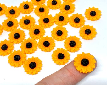 10pcs Sunflower Flatback Charms - Cabochons for Slime or Decoden - Kawaii Craft Supplies