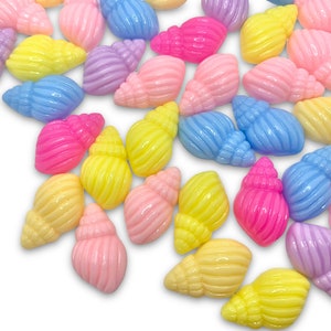 10pcs Pastel Seashell Cabochons - Colorful Resin Flatback Sea Shells - Slime Charms or Decoden Supplies