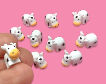 10pcs Cow Miniatures - Resin Cabochons for Slime or Decoden - Mini Fairy Garden Animals - Slime Charms