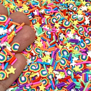 Rainbow Fake Sprinkles Mix - Clay Sprinkles for Slime or Resin Inclusions - Fimo Polymer Faux Sprinkle Slice Mix