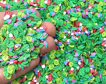 Froggy Forest Mixed Fimo Slices - Polymer Clay Confetti for Slime, Decoden, or Resin - Cute Craft Supplies