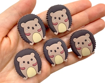 5pcs Hedgehog Silicone Beads - Porcupine Focal Beads for Beadable Pens or Key Chains - Cute Animal Charms