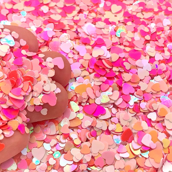 Valentines Day Heart Glitter - Pink and White Mixed Sequins - Hearts Sparkle Confetti - Table Scatter