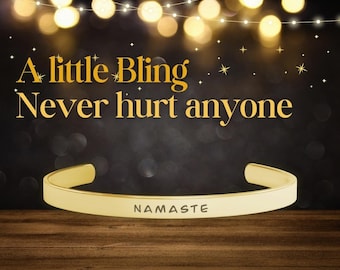 Engraved 'Namaste' Cuff Bracelet: Hypoallergenic Stainless Steel Bangle